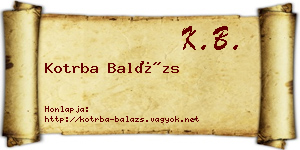 Kotrba Balázs névjegykártya